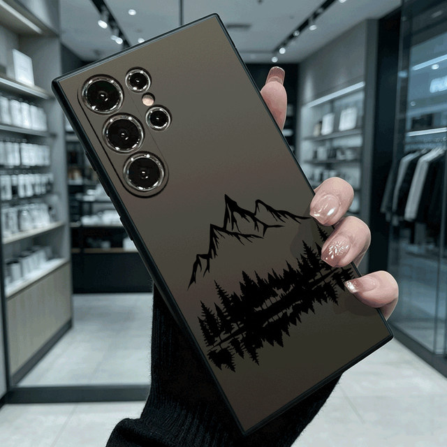 Stoßfeste TPU-Schutzhülle mit Berg- und Seelandschaft für Samsung Galaxy S22 S23 S24 S25 S26 Ultra sowie A16 A35 A55 in Schwarz oder Weiß - Bild 1