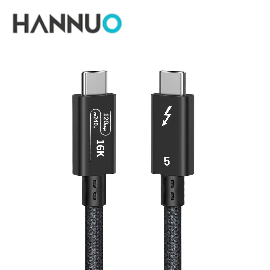 Thunderbolt 5 USB-C Kabel in Schwarz mit 120Gbps Datenübertragung und 240W Schnellladefunktion, geflochtenes Typ-C Kabel für Laptop mit Unterstützung für 4K@540Hz und doppelte 8K@120Hz Auflösung - Bild 3
