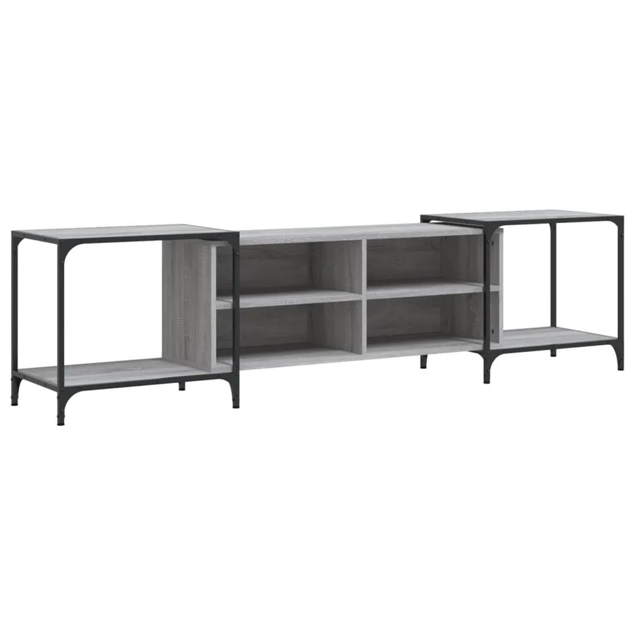 vidaXL TV-Schrank im Industrial-Design aus Holzwerkstoff und Metall, Grau, B/T/H: 203 x 37 x 50 cm - Bild 2