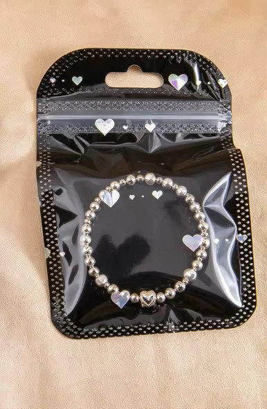 50 Stück MOONMADE Laser-Verpackungsbeutel mit Herz-Design in Schwarz aus Kunststoff für DIY-Partygeschenke und Schmuckverpackungen - Bild 2