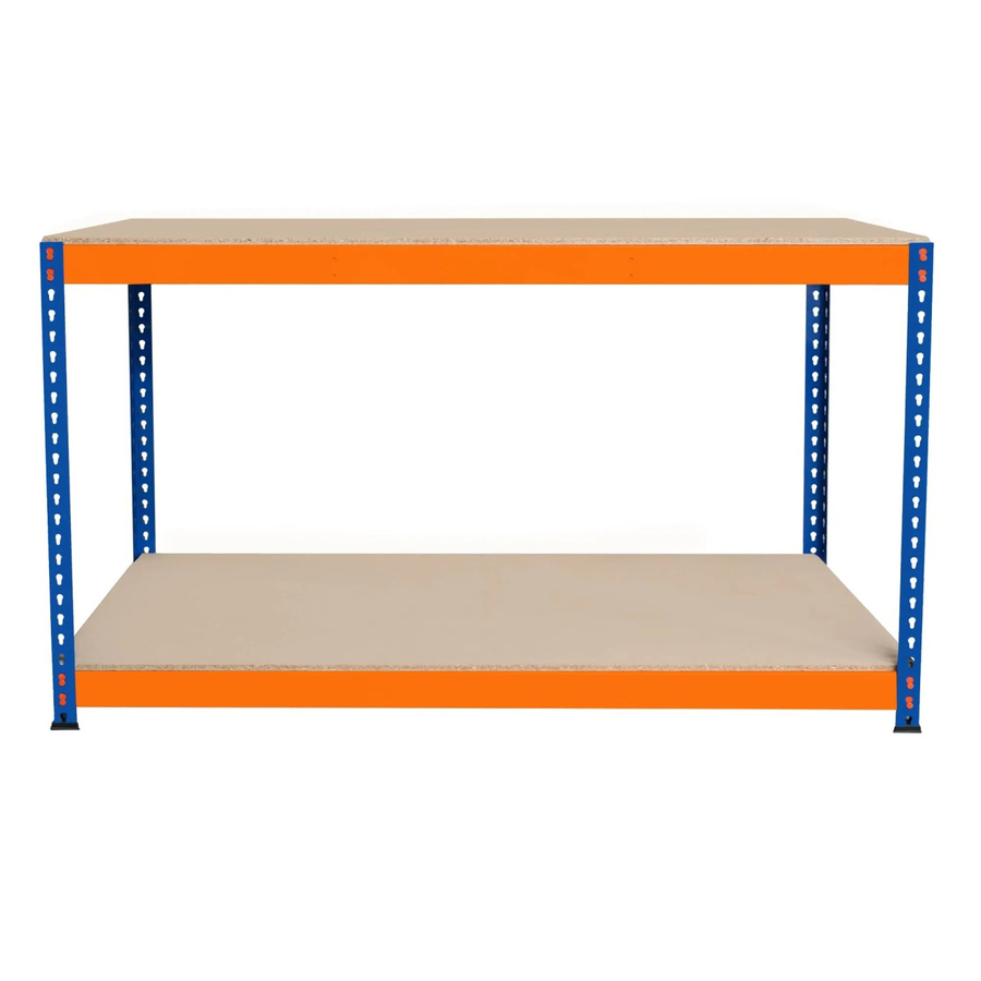 Monstershop S Rax 2 Stufige Werkbank in Blau und Orange mit Stahlgestell und Holzplatte, B/T/H: 150 x 60 x 90 cm - Bild 2