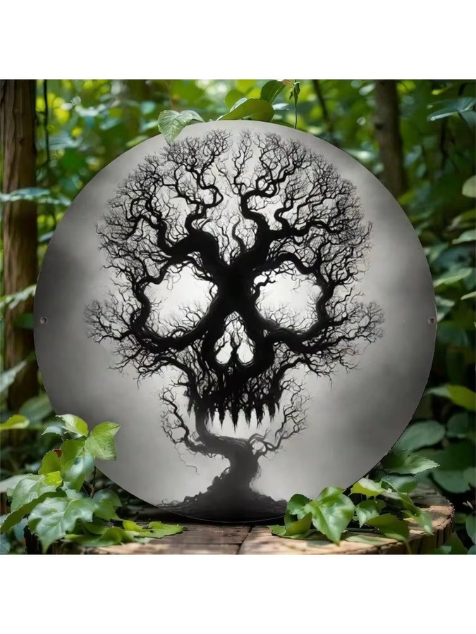CIFBUY Vintage Totenkopf Wanddekoration aus Metall in Schwarz, quadratisches Blechschild 20 x 20 cm - Bild 2