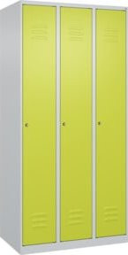 C+P Spind Classic PLUS Spind mit 3 Abteilen, Stahl, Lichtgrau und Clowngrün, H x B x T: 185 x 90 x 50 cm - Bild 1