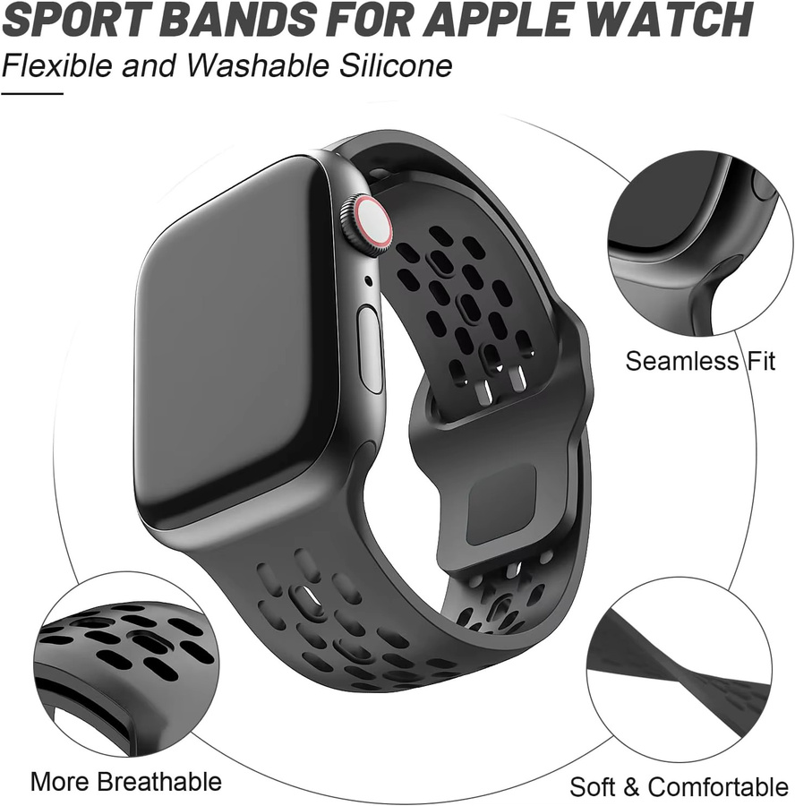 RWBANDS Uhrenarmband Silikon, Schwarz, Unisex - Bild 3