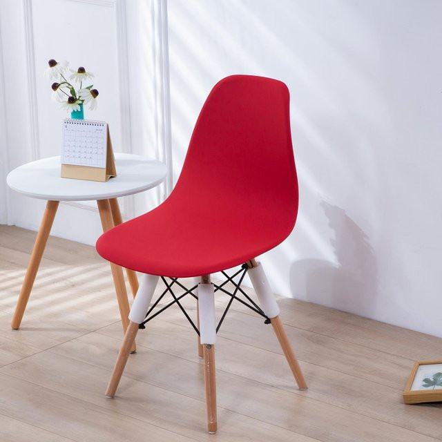 Elastischer Eames Stuhlbezug in Rot, wasserabweisende und abnehmbare Stuhlhusse aus elastischem Faserstoff für Esszimmer und Hochzeiten - Bild 1