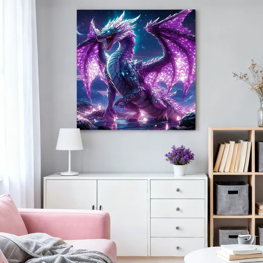 HUACAN Diamant-Malerei-Set Drachen-Tier mit 5D-Diamant-Mosaik und vollem Bohrer als Wandkunst für dein Zuhause - Bild 3