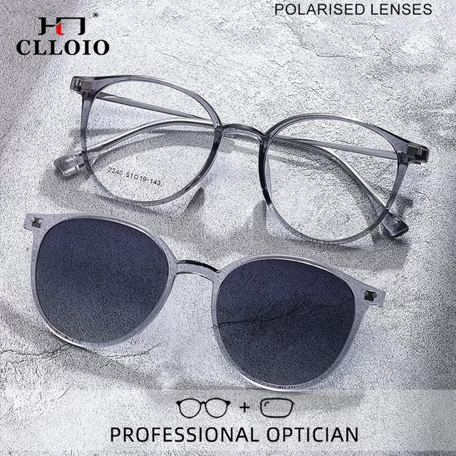 CLLOIO Magnetische Clip-On-Brille, rund, pink, Unisex, Vollrand, polarisiert - Bild 1