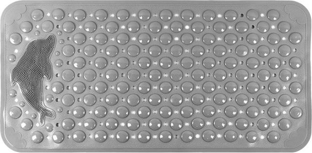NATAWA Anti-Rutsch-Badematte aus PVC in Grau mit Delphin-Massagefunktion und Saugnäpfen - Bild 1