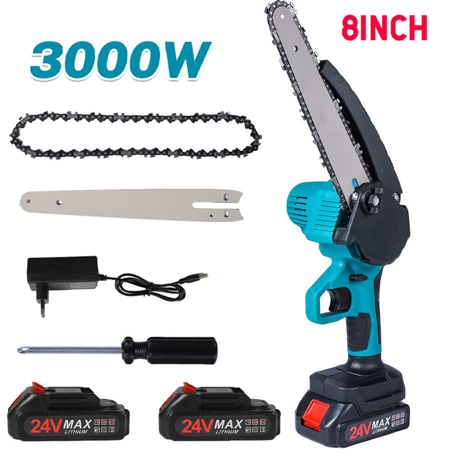 OWJHE Mini-Elektrokettensäge für Makita 18V Akku, tragbare Handkettensäge mit Holzsägeblatt in Blau - Bild 6