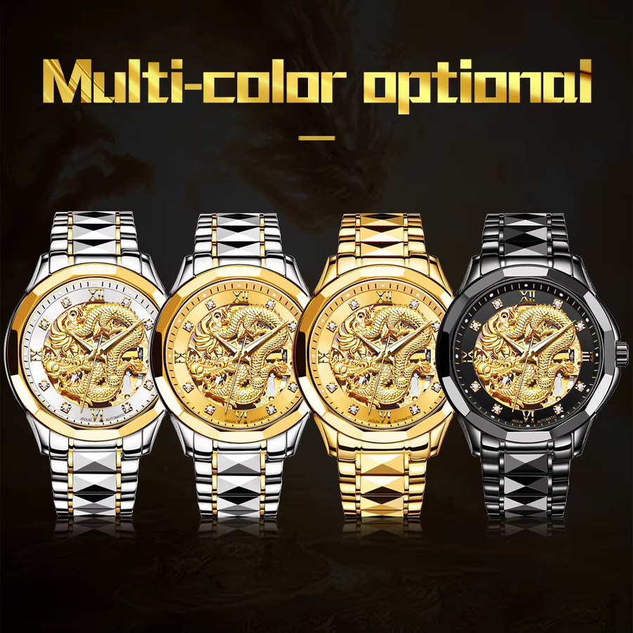 JSDUN Armbanduhr Automatik, Edelstahl, Gold, Herren - Bild 6