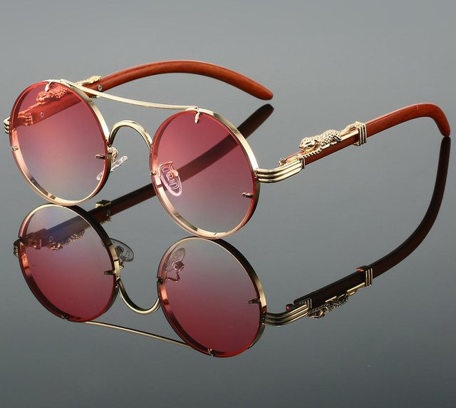 Lucky Black Cat Sonnenbrille, Unisex, Rund, Vollrand, Metall, Brown - Bild 1