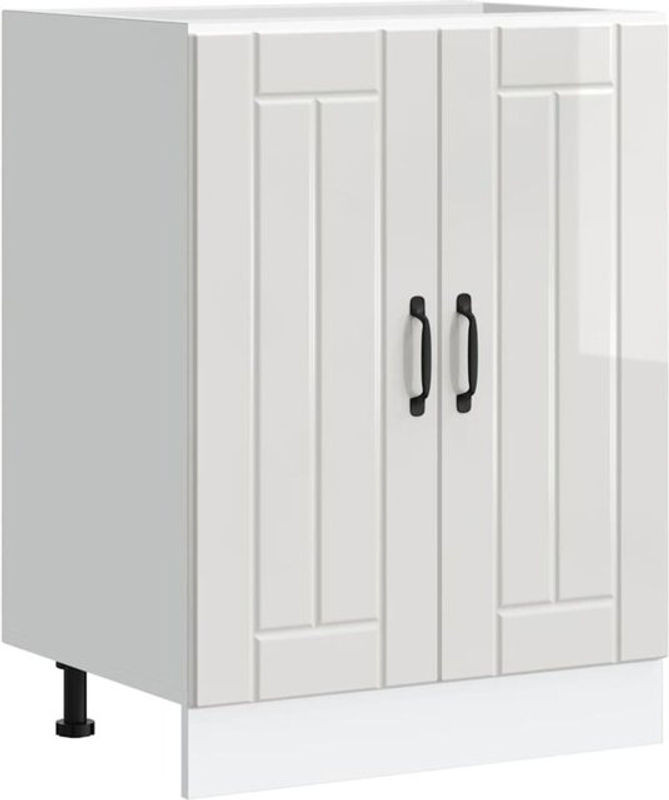 Spülenunterschrank Lucca von Vidaxl in Hochglanz-Weiß aus Holzwerkstoff im Landhausstil mit Drehtüren - Bild 1