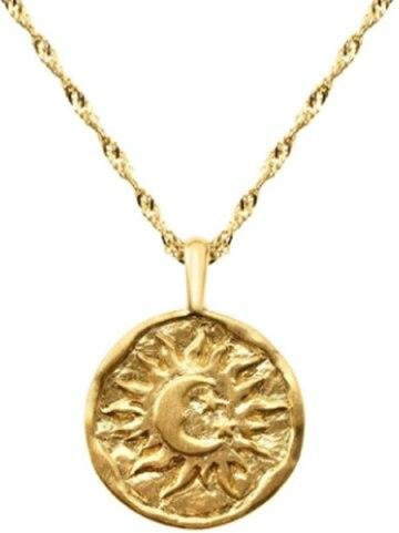 Aide Halskette 925 Silber, Gold, Sonne Mond Stern, Damen, 45cm - Bild 1