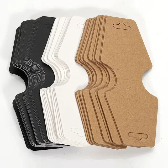 ANGLANG 100er Set Faltbare Kraftpapier-Karten für Schmuckdisplay, Halsketten und Armbänder, Braun und Schwarz, B: 5 cm, H: 12 cm - Bild 1
