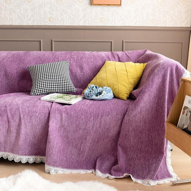 Nordic Ins Chenille Sofa Überwurf in Lila, rutschfeste All-inclusive Sofa Abdeckung, B/T: 180 x 150 cm - Bild 1