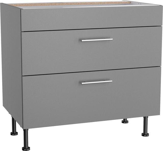 Optifit Küchen-Unterschrank Mats825 mit 2 Auszügen in Basaltgrau, B/T/H: 60 x 58,4 x 87 cm - Bild 1