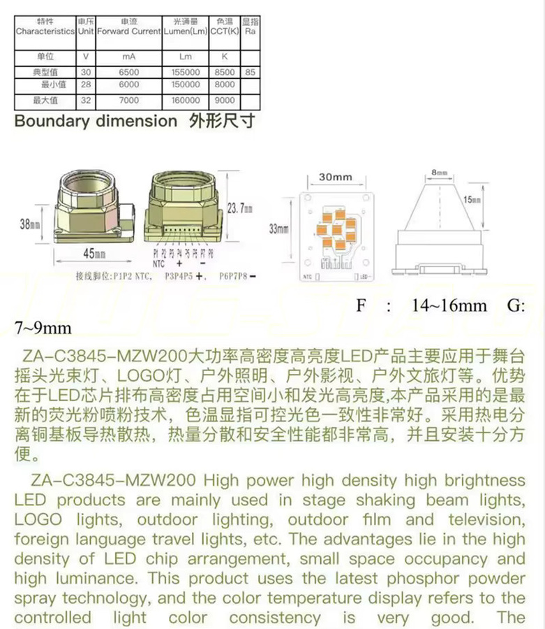 JINWEIGE 200W Modul Lampe 36V Silber für Bühnenlicht und Außenbeleuchtung - Bild 3