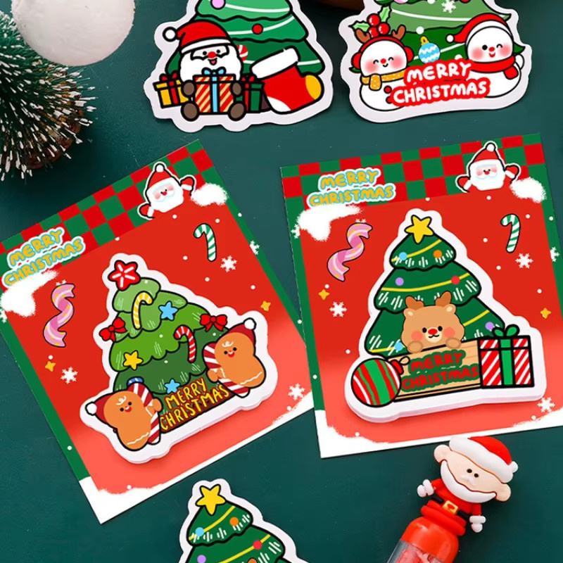 Niedliche Weihnachtsbaum-Haftnotizen im Kawaii-Design für Büro und Schule, Mehrfarbig - Bild 2