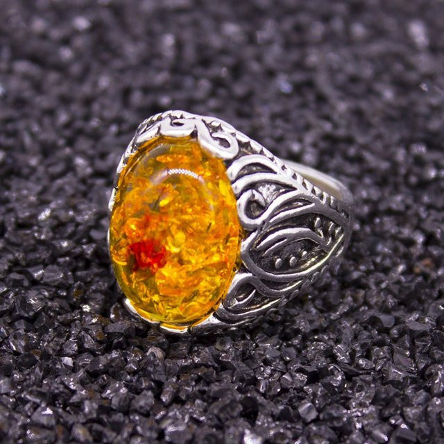 Wucifang Jewelry Ring, Zinnlegierung, Bernstein, gray, Damen - Bild 1