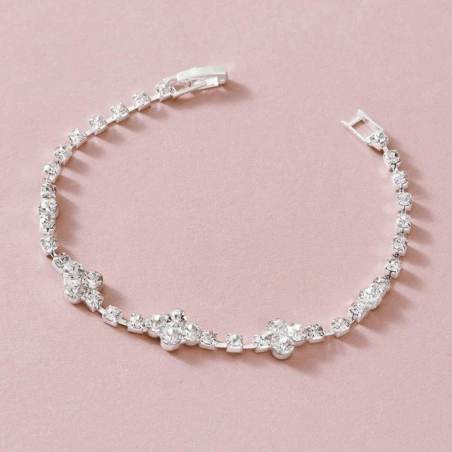 Armband, Kupfer, Silber, Zirkonia, Kristall, Damen, grau - Bild 1
