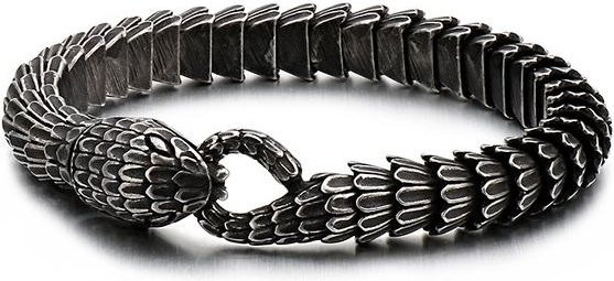 Fongten Armband Edelstahl, Schwarz, Schlangen-Glieder, 22cm, Unisex - Bild 1
