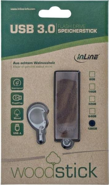 InLine USB 3.0 Flash Drive 128GB Schwarz Silber - Bild 1