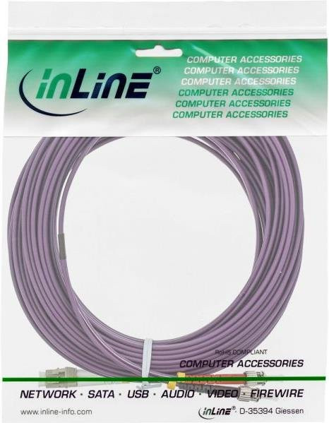 InLine LC/ST OM4 Multimode Glasfaserpatchkabel, Farbe: Lila, Länge: 25 m, LSZH - Bild 1