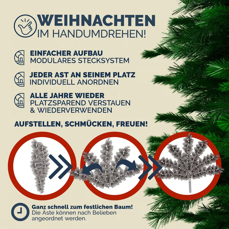 Casaria Künstlicher Weihnachtsbaum in Grün mit Metallständer, Höhe: 140 cm - Bild 5