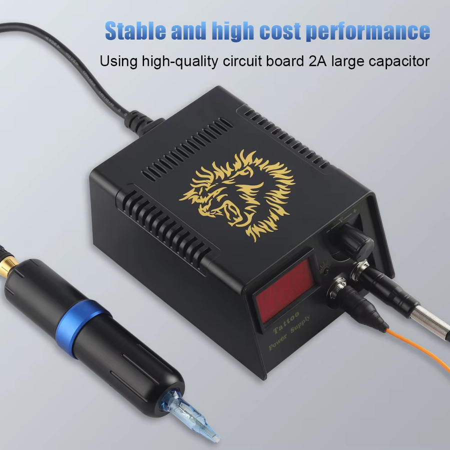 PEPAX Tattoo Netzteil Kit mit Digital LCD Display, Dual Modus und Fußpedal in Schwarz für Rotary Tattoo Maschinen und Spulen-Tattoo Guns - Bild 4