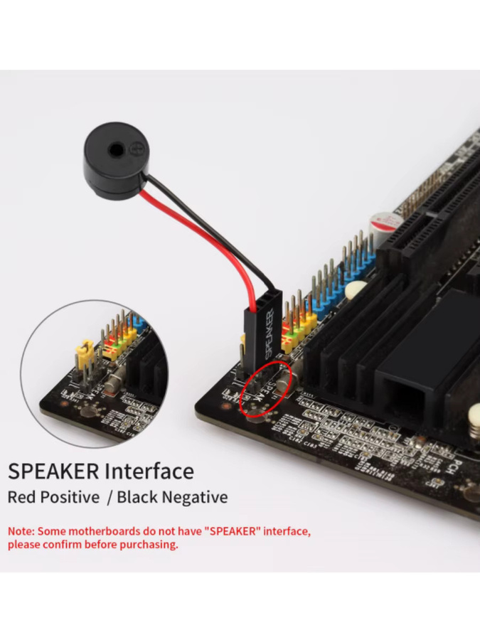 AOKIN PC Motherboard Lautsprecher Mini Computer Pieper Schwarz - Bild 2
