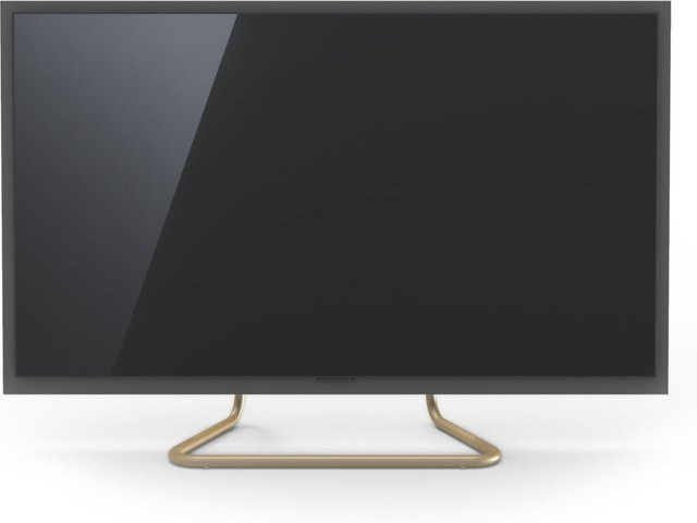 SPECTRAL TV-Standfuß Tube GX21-77-CHA-GN in Champagne/Granite mit pulverbeschichtetem Stahlrohr in Gold - Bild 1