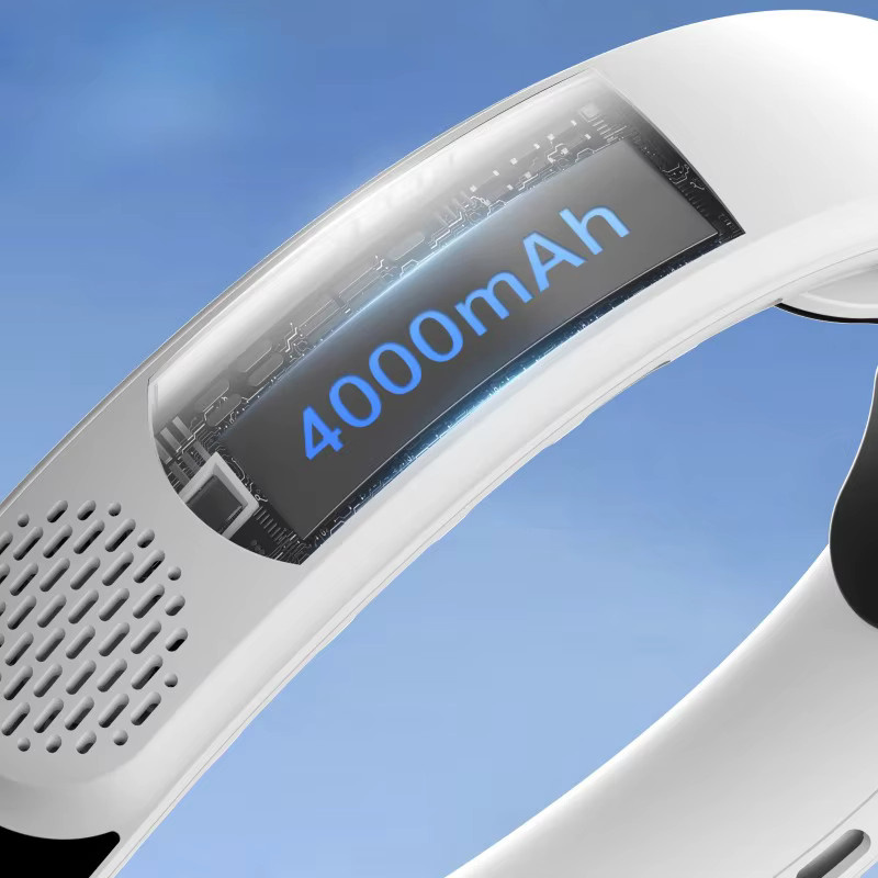 Sarmocare Nackenventilator 360 Grad mit LED-Anzeige, tragbarer blattloser Ventilator mit 4000 mAh Akku und 3 Geschwindigkeitsstufen, USB wiederaufladbar, Schwarz oder Weiß - Bild 4