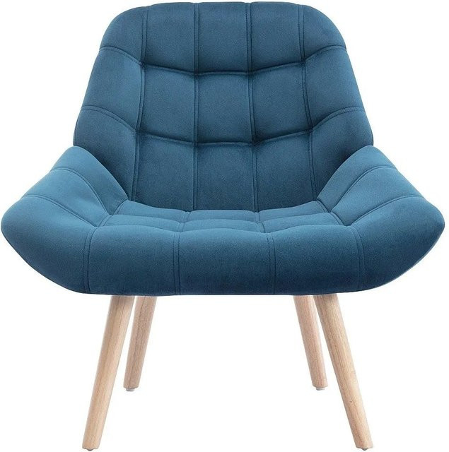 Vente-unique Sessel Luosto mit gerader Rückenlehne aus Samt in Blaugrün, Höhe: 87 cm - Bild 1