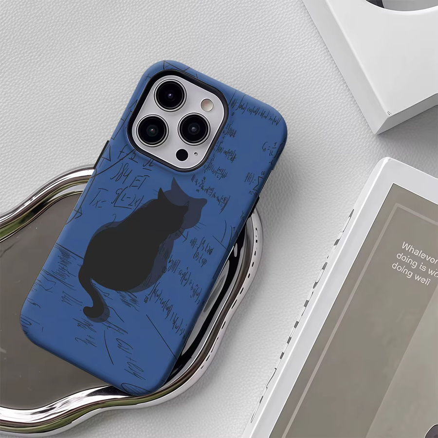 Math Cat Handyhülle für iPhone 17 16 15 14 13 Pro Max Plus mit Magnetfunktion in Blau - Bild 5