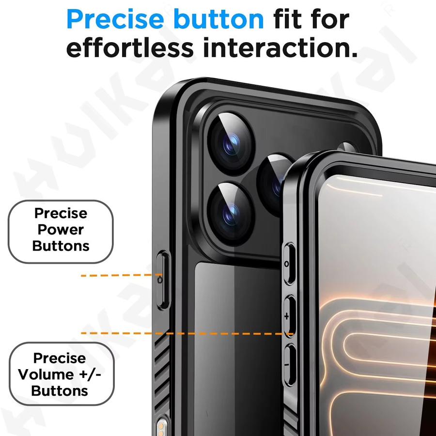 Huikai Wasserdichte iPhone Hülle IP68 aus Aluminium für iPhone 17 bis 11 Pro Max und XR Plus in Schwarz oder Silber - Bild 3