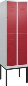 C+P Doppelstock-Spind Classic PLUS mit 2 Abteilen, Stahlkonstruktion, Zylinderschloss, Farbe: Rubinrot, H x B x T: 212 x 60 x 50 cm - Bild 1