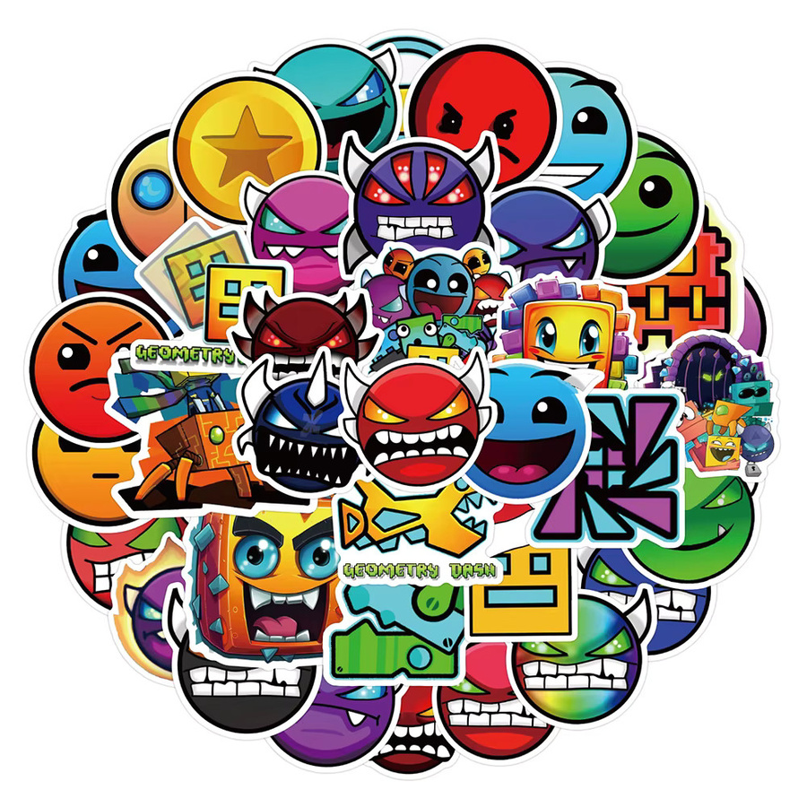 Bandai Geometry Dash Cartoon Sticker Set für Skateboard, Handy und Laptop in Multicolor - Bild 3
