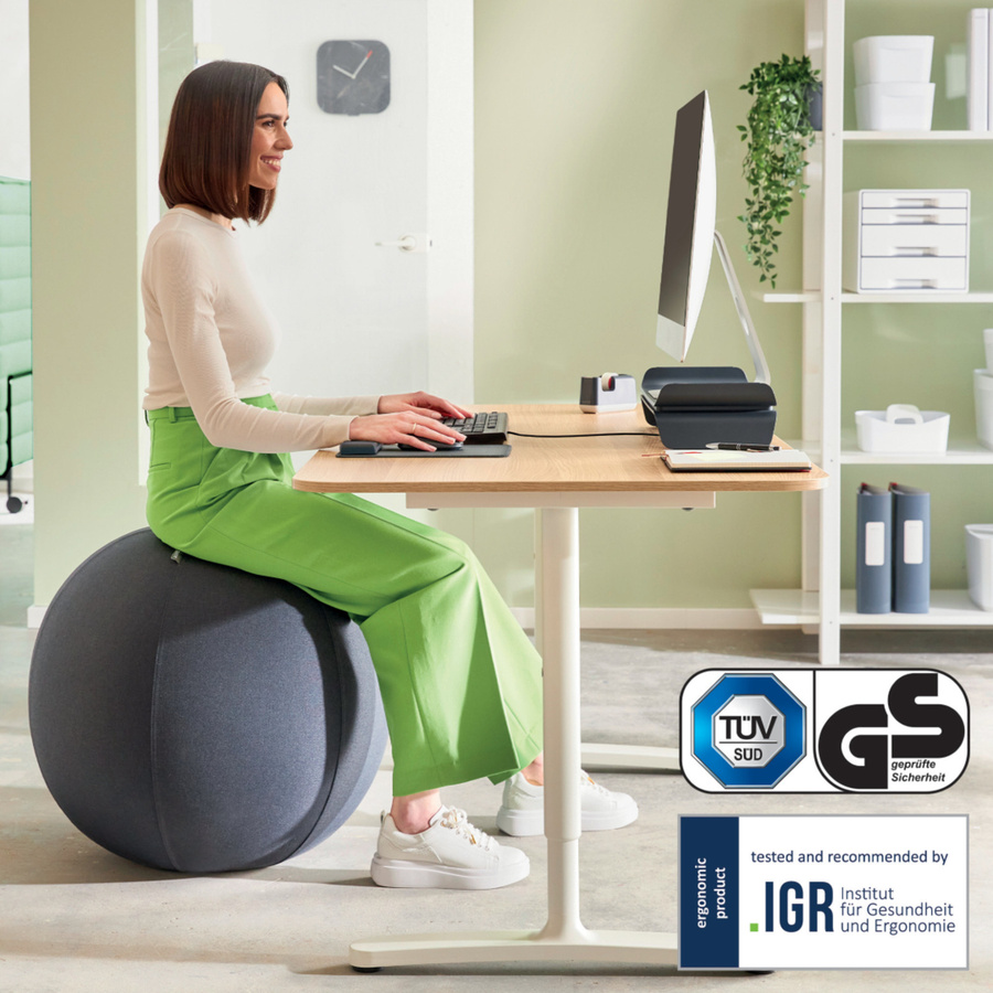 Leitz Sitzball Ergo Active in Dunkelgrau mit Anti-Wegroll-Design, Durchmesser: 75 cm - Bild 2