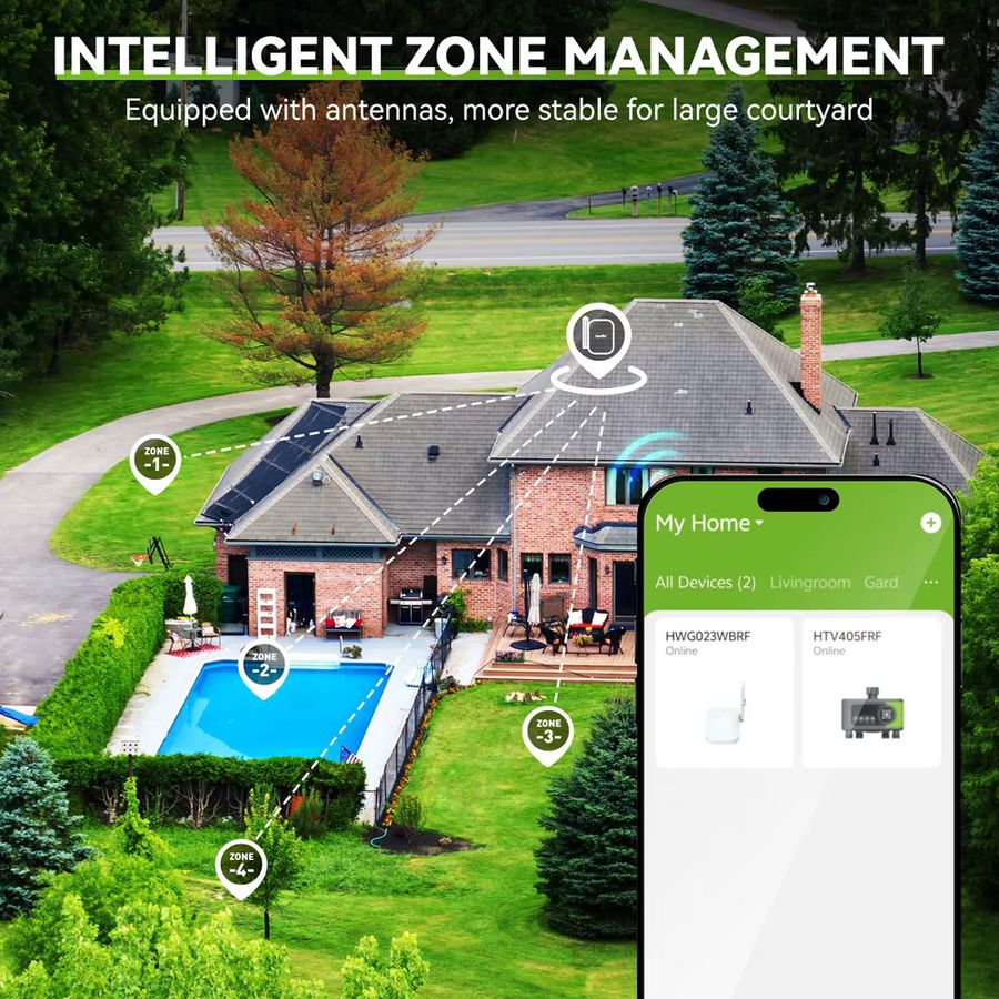 BaLDR WiFi-Wassertimer mit 4 Zonen für automatisches Bewässerungssystem, App-gesteuerter Bewässerungscomputer mit Regenverzögerung und manueller Funktion für Garten und Rasen - Bild 5