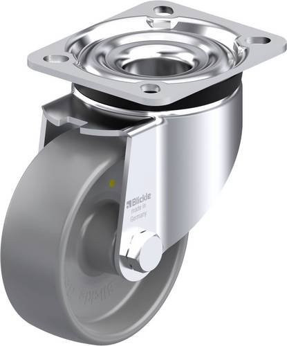 Blickle LK-PO 100G-1-ELS Stahlblech-Lenkrolle in Silber und Grau mit Kunststoffrad, Durchmesser: 100 mm, Tragfähigkeit: 280 kg - Bild 1