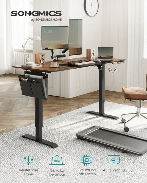 SONGMICS Elektrisch höhenverstellbarer Schreibtisch mit gespleißter Platte, modern, B/T/H: 160 x 70 x 72-120 cm - Bild 1