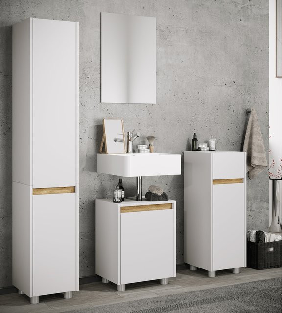 VCM Holz-Badezimmerschrank Cosila als Hochschrank mit fünf offenen Fächern und verstellbaren Fachböden, H x B x T: 165 x 30 x 33 cm - Bild 1