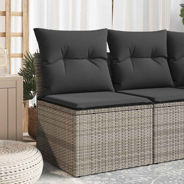 vidaXL Gartensofa Modul in Grau mit Kissen und UV-beständigem Polster aus Polyester - Bild 2