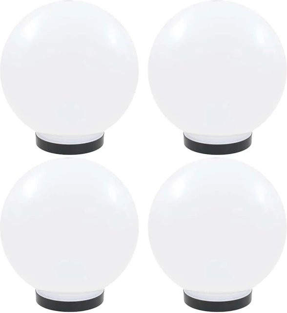 vidaXL LED-Gartenleuchten 4er-Set Kugelförmig in Weiß aus PMMA mit E27 Fassung, Durchmesser: 25 cm - Bild 1