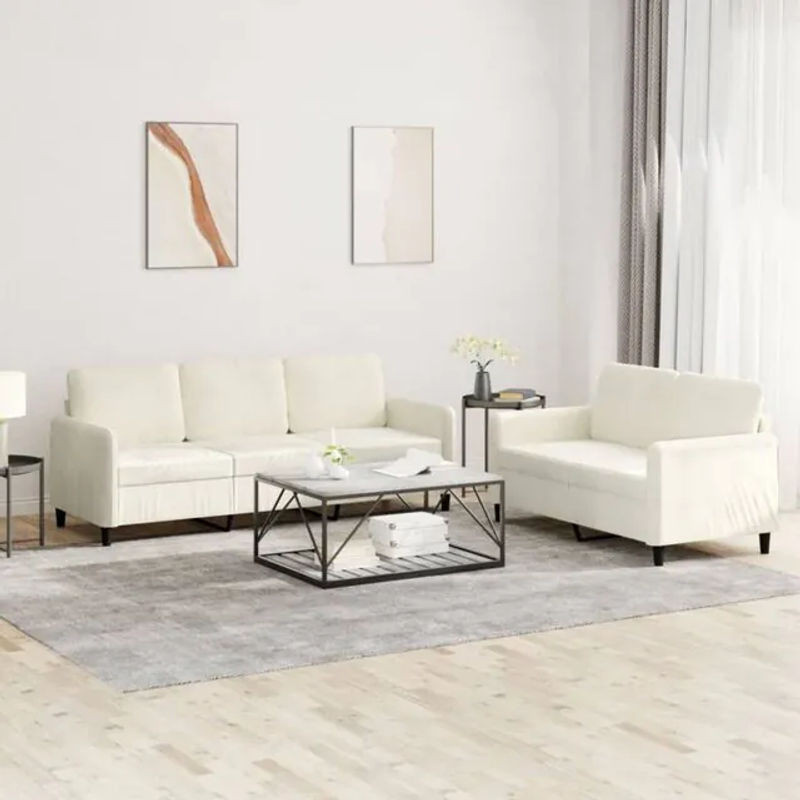 2-teilige moderne Sofagarnitur aus Samt in Beige von Vidaxl - Bild 1