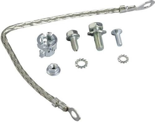 Schneider Electric LVS08910 PrismaSeT-P Erdungskabel flexibel 6mm² in Silber mit Kabelschuhen Ø4mm und Ø6mm, Länge: 200 mm - Bild 1