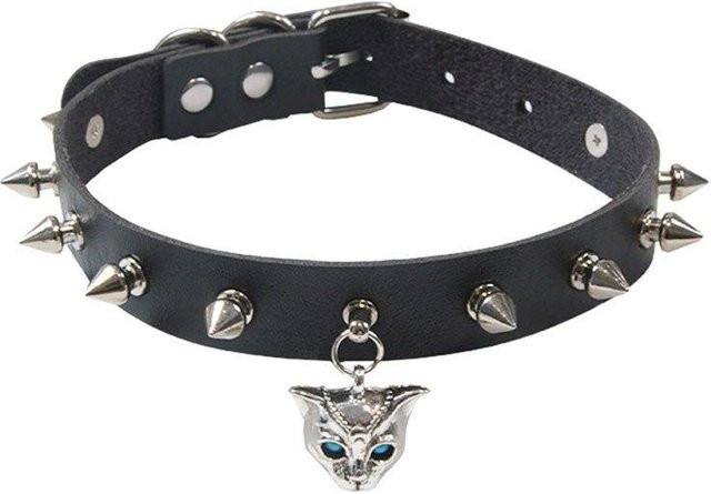 YIRAN Halskette, Leder, Schwarz, Katzenkopf, Unisex - Bild 1