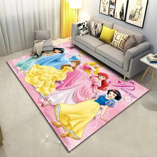 Miniso Disney Prinzessinnen Teppich für Kinderzimmer in Rosa, rutschfeste und waschbare Matte, B/T: 80 x 50 cm - Bild 1