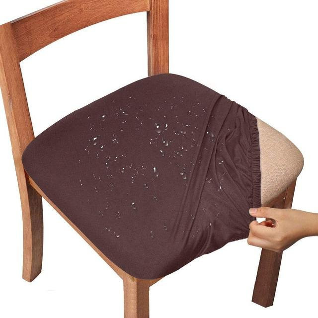 Levivel Wasserdichter Stuhlbezug aus Stretch-Jacquard-Spandex für Esszimmerstühle, Farbe: Dunkelbraun - Bild 1