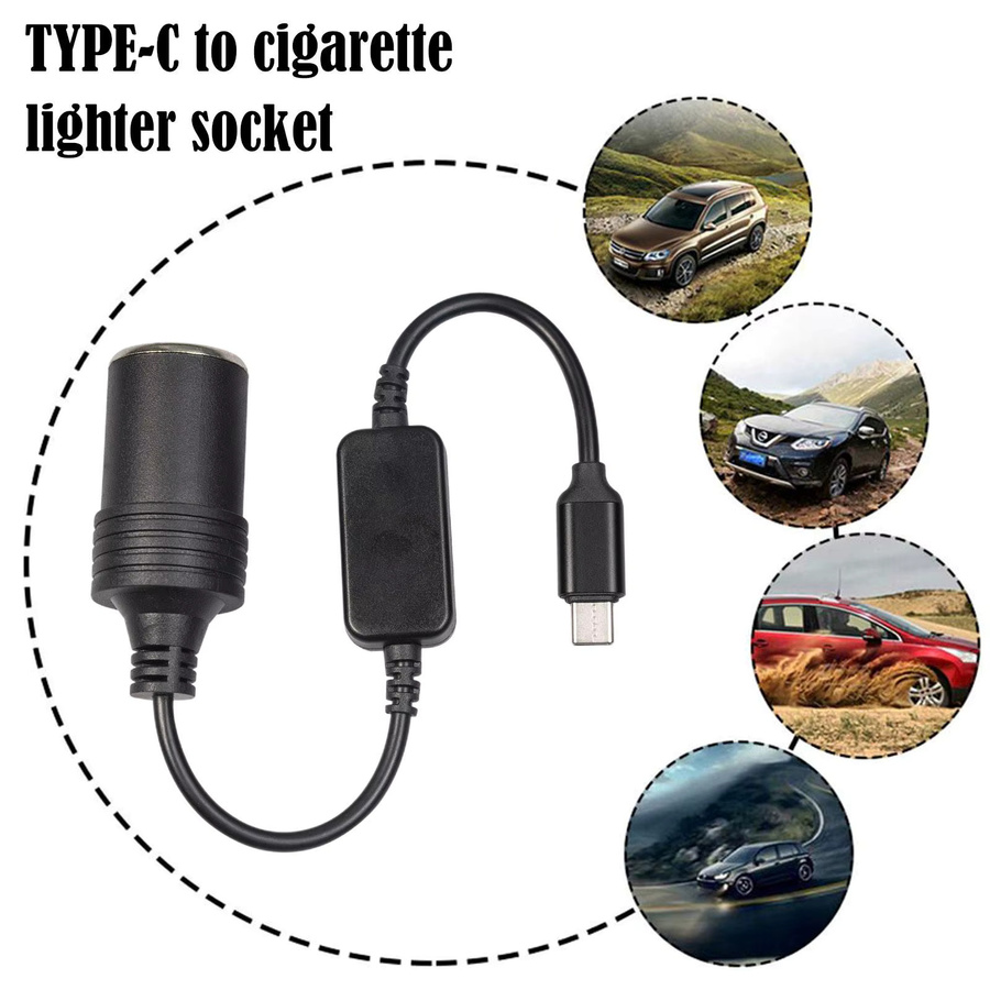 Auto Zigarettenanzünder Adapter mit USB Typ C Steckdose für 5V bis 12V in Schwarz - Bild 2